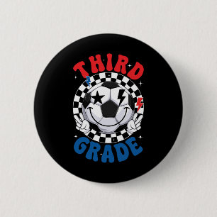 Groovy Third Grade Team Soccer First Day Of School 6 Cm Round Badge