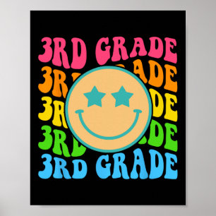 Groovy Third Grade Vibes Face Retro Teachers Back  Poster