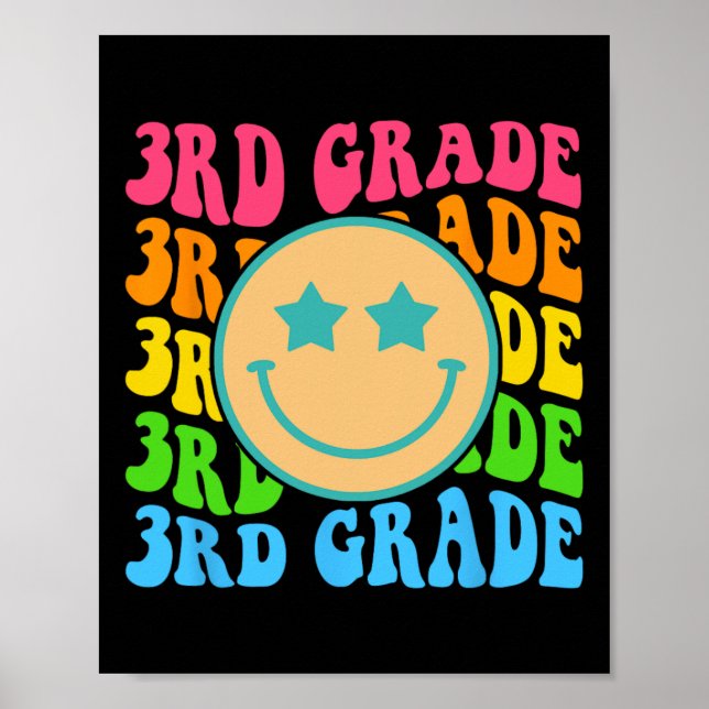 Groovy Third Grade Vibes Face Retro Teachers Back  Poster (Front)