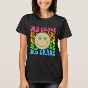 Groovy Third Grade Vibes Face Retro Teachers Back T-Shirt