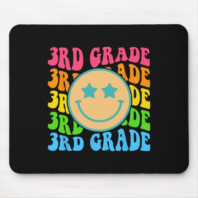 Groovy Third Grade Vibes Face Retro Teachers Byck  Mouse Pad (Front)
