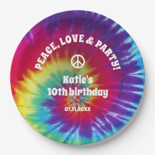 Groovy Tie Dye Hippie Party Paper Plate