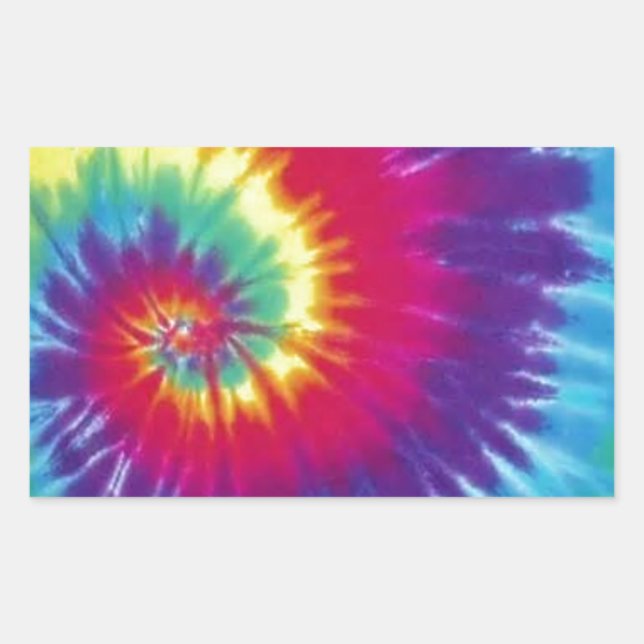 Groovy Tie Dye Hippie Style Rectangular Sticker (Front)