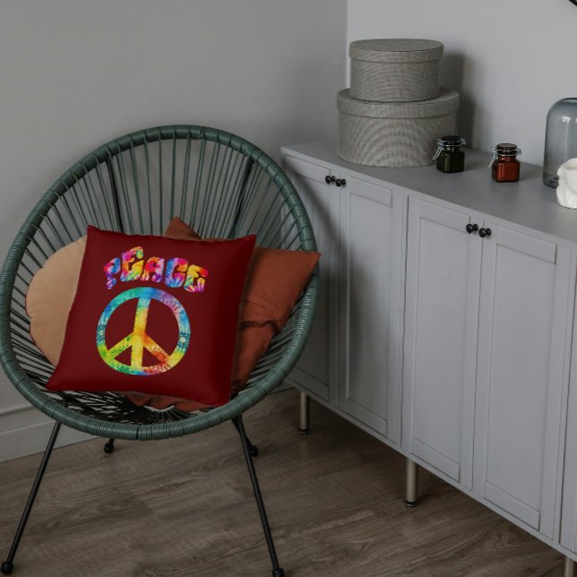 Groovy Tie Dye Peace Sign Cushion (Creator Uploaded)