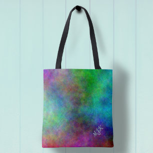 Groovy Tie Dye Style Monogram Tote Bag