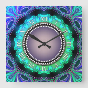 Groovy Time Aqua Green Purple Wall Clock