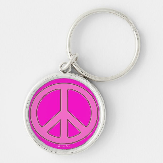 GROOVY TIMZ PEACE KEYCHAINS - PINK GIFTS - FUN (Front)