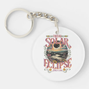 Groovy Total Solar Eclipse April 8 2024 Astronomy Key Ring