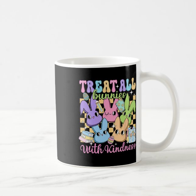 Groovy Treat All Bunnies With Kindness Teacher Eas Coffee Mug (Right)