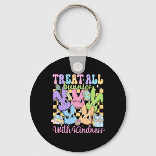 Groovy Treat All Bunnies With Kindness Teacher Eas Key Ring
