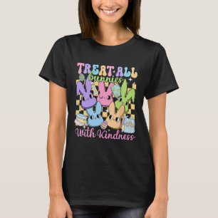 Groovy Treat All Bunnies With Kindness Teacher Eas T-Shirt