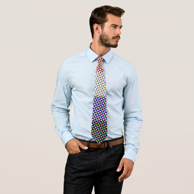 Groovy Trippy Abstract Cupioromantic Pride Flag Tie (In Situ)