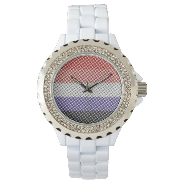 Groovy Trippy Abstract Cupioromantic Pride Flag Watch (Front)