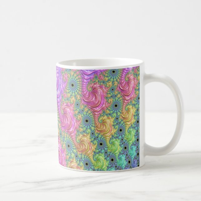 Groovy Trippy Boho Jewel Tone Rainbow Fractal Coffee Mug (Right)