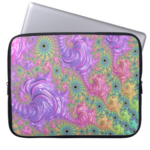 Groovy Trippy Boho Jewel Tone Rainbow Fractal Laptop Sleeve