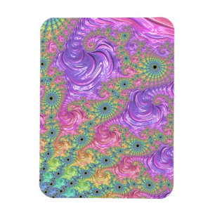 Groovy Trippy Boho Jewel Tone Rainbow Fractal Magnet
