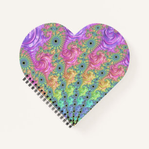 Groovy Trippy Boho Jewel Tone Rainbow Fractal Notebook