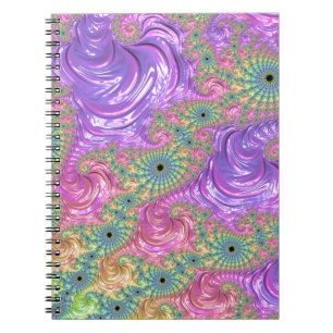 Groovy Trippy Boho Jewel Tone Rainbow Fractal Notebook