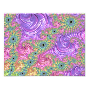 Groovy Trippy Boho Jewel Tone Rainbow Fractal Photo Print