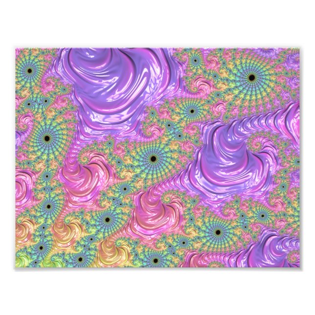 Groovy Trippy Boho Jewel Tone Rainbow Fractal Photo Print (Front)