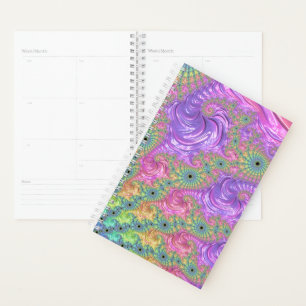 Groovy Trippy Boho Jewel Tone Rainbow Fractal Planner