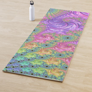 Groovy Trippy Boho Jewel Tone Rainbow Fractal Yoga Mat