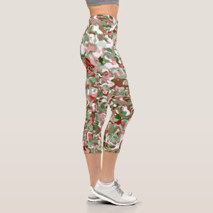 Groovy Trippy Boho Retro Festive Christmas Camo Capri Leggings