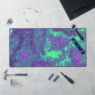 Groovy Trippy Colourful Swirly Abstract Marble Art Desk Mat