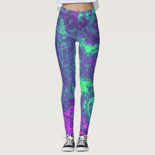 Groovy Trippy Colourful Swirly Abstract Marble Art Leggings