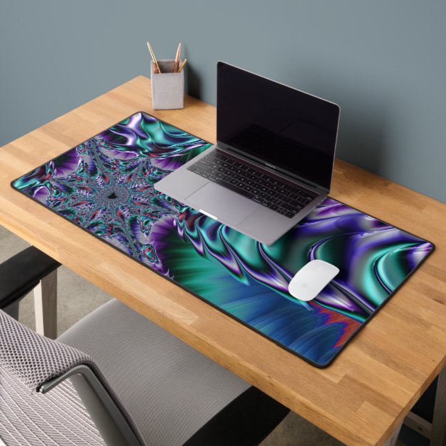 Groovy Trippy Funky Psychedelic Fractal Art Desk Mat (Office 2)