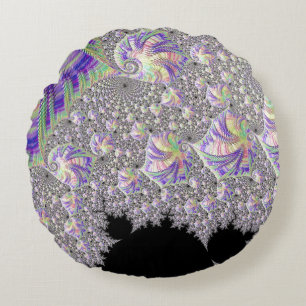 Groovy Trippy Funky Psychedelic Fractal Art Round Cushion