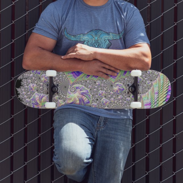 Groovy Trippy Funky Psychedelic Fractal Art Skateboard (Outdoor 3)