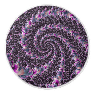 Groovy Trippy Funky Psychedelic Spiral Fractal Art Ceramic Knob