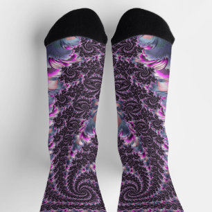 Groovy Trippy Funky Psychedelic Spiral Fractal Art Socks