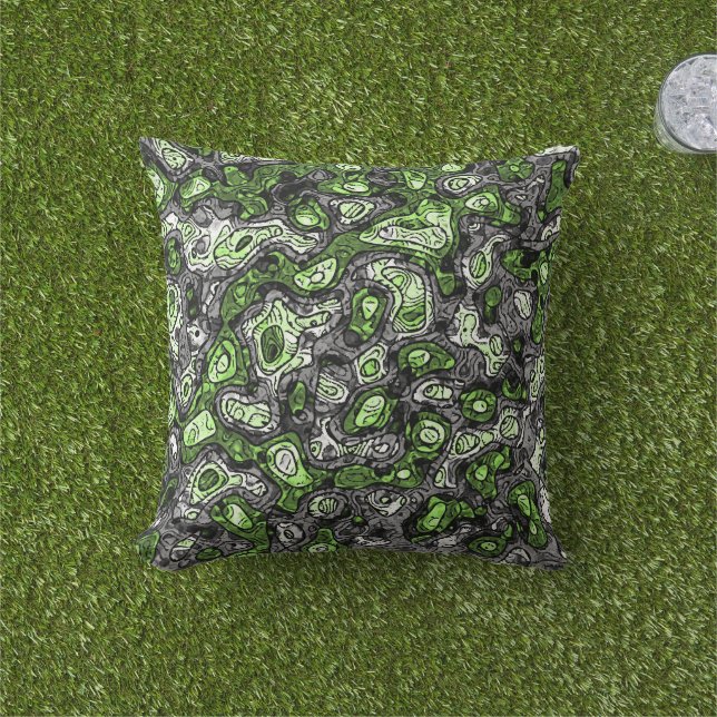 Groovy Trippy Grungy Funky Abstract Agender Pride Cushion (Grass)