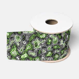Groovy Trippy Grungy Funky Abstract Agender Pride Grosgrain Ribbon