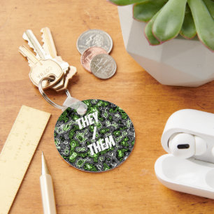 Groovy Trippy Grungy Funky Abstract Agender Pride Key Ring