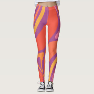 Groovy Trippy Retro Aesthetic Abstract Colourful Leggings