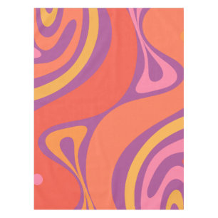 Groovy Trippy Retro Aesthetic Abstract Colourful Tablecloth