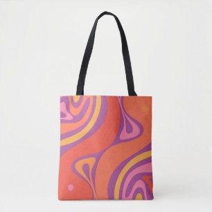 Groovy Trippy Retro Aesthetic Abstract Colourful Tote Bag