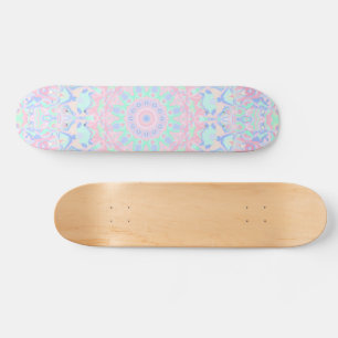 Groovy Trippy Retro Boho Hippie Pastel Mandala Skateboard