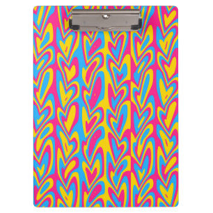 Groovy Trippy Squiggly Quirky Pansexual Pride Clipboard