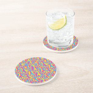 Groovy Trippy Squiggly Quirky Pansexual Pride  Coaster