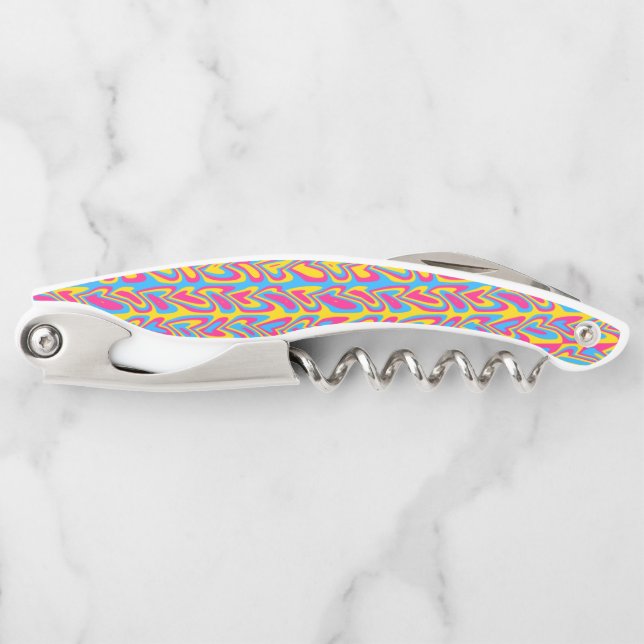 Groovy Trippy Squiggly Quirky Pansexual Pride  Corkscrew (Front)