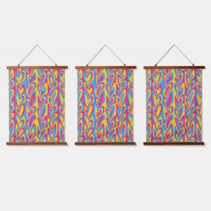 Groovy Trippy Squiggly Quirky Pansexual Pride Hanging Tapestry