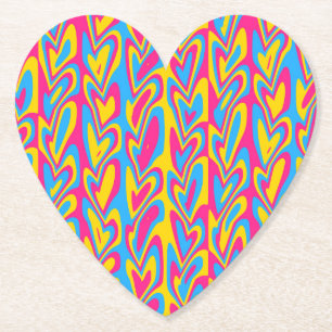 Groovy Trippy Squiggly Quirky Pansexual Pride Paper Coaster