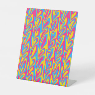 Groovy Trippy Squiggly Quirky Pansexual Pride Pedestal Sign