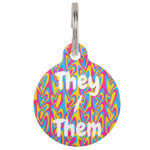 Groovy Trippy Squiggly Quirky Pansexual Pride Pet Tag