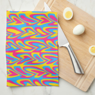 Groovy Trippy Squiggly Quirky Pansexual Pride Tea Towel