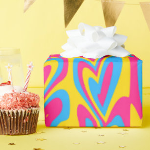 Groovy Trippy Squiggly Quirky Pansexual Pride Wrapping Paper